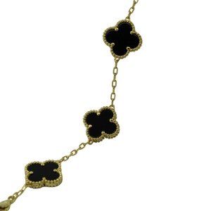 14k Gold Filled Black / Gold Clover Link Bracelet